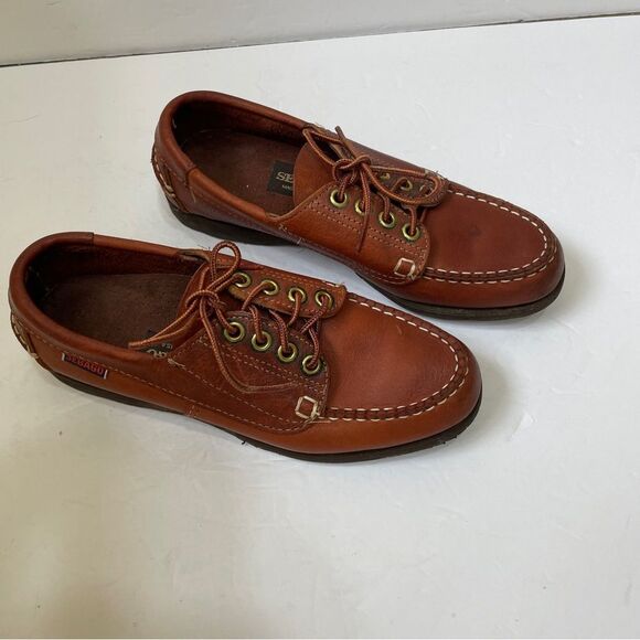 NEW WITHOUT TAGS SEBAGO BOAT LOAFERS IN BROWN LEATHER - Picture 2 of 7